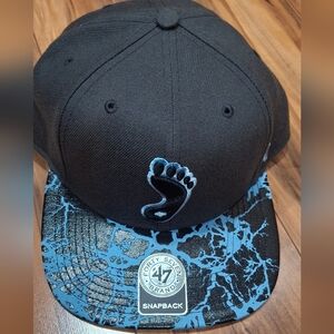 47 Carolina Tarheels Black and Blue Footprint Snapback Hat